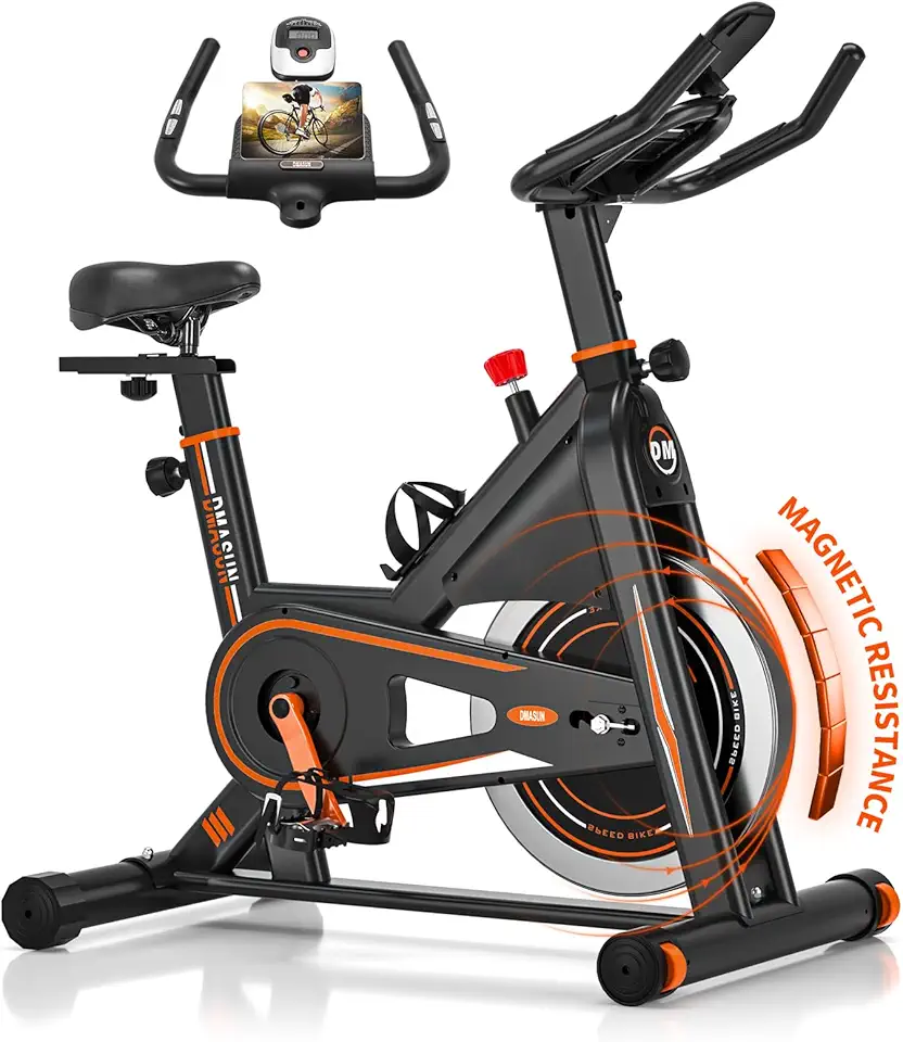 Exercise Bike, DMASUN Silent Magnetic Resistance Stationary Bike for Home with 330/350 LBS Capacity, Workout Bike with Comfortable Seat Cushion, Digital Display with Pulse