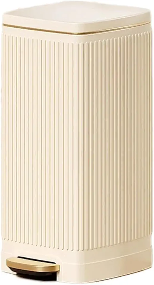 30L Metal Garbage Bin with Step Pedal, Stainless Steel Garbage Can with Removable Inner Bucket, Foot Pedal Trash Can with Sliding Lid, for Kitchen Bathroom Bedroom Office