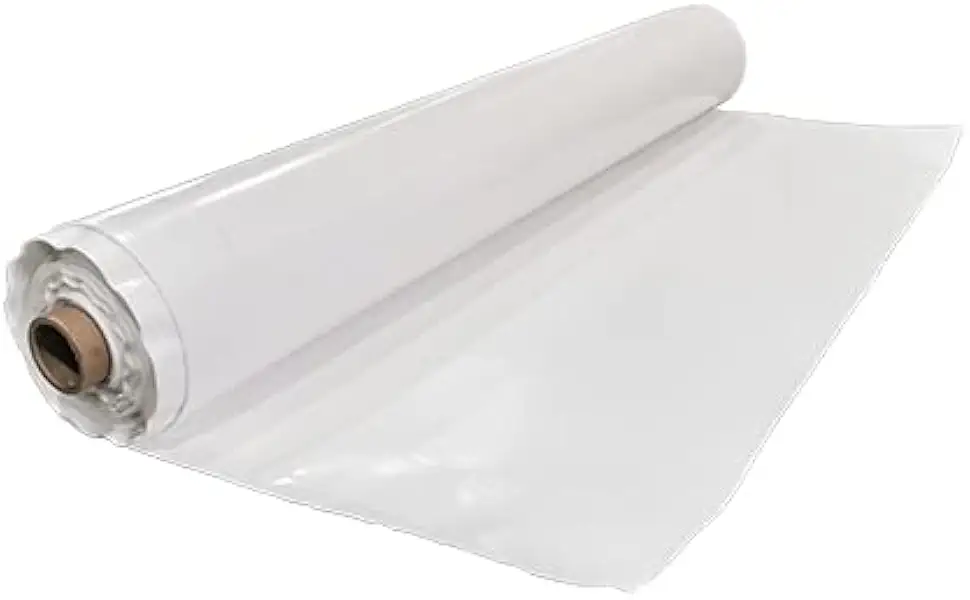 White Premium Reinforced Plastic Sheeting - 20 Mil - (12' x 100') - Thick, Heavy Duty Polyethylene Film, Drop Cloth Vapor Barrier Plastic Sheeting for Crawlspace, Garden, Greenhouses
