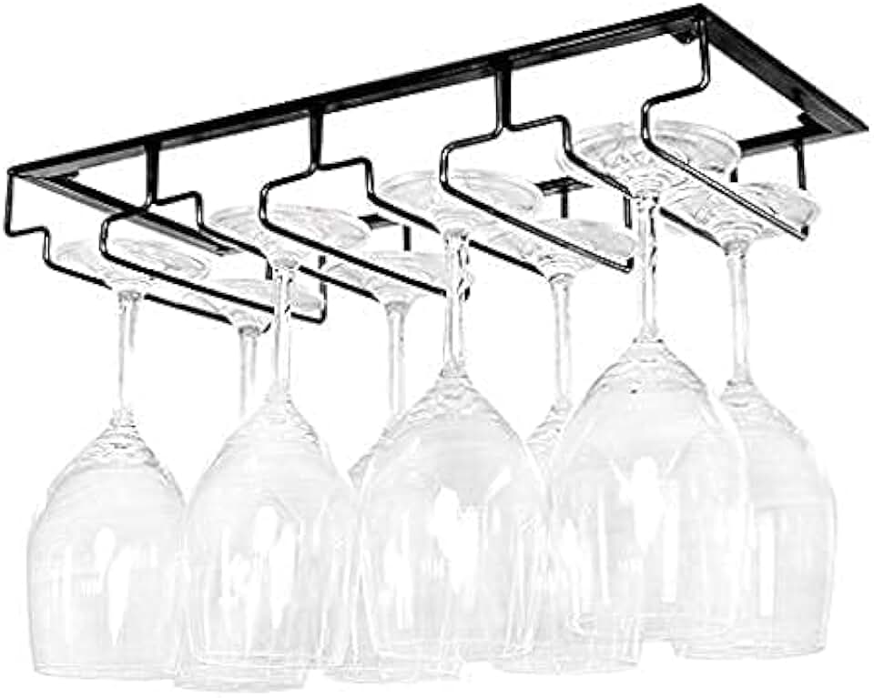 Wine Rack Bar Wine Rack Ceiling Wall-Mounted Wine Bottle Rack,Under Cupboard Cabinet Shelf,Iron Art Hanging Wine Glass Holder,Wine Rack Ceiling,4 Slots Vision