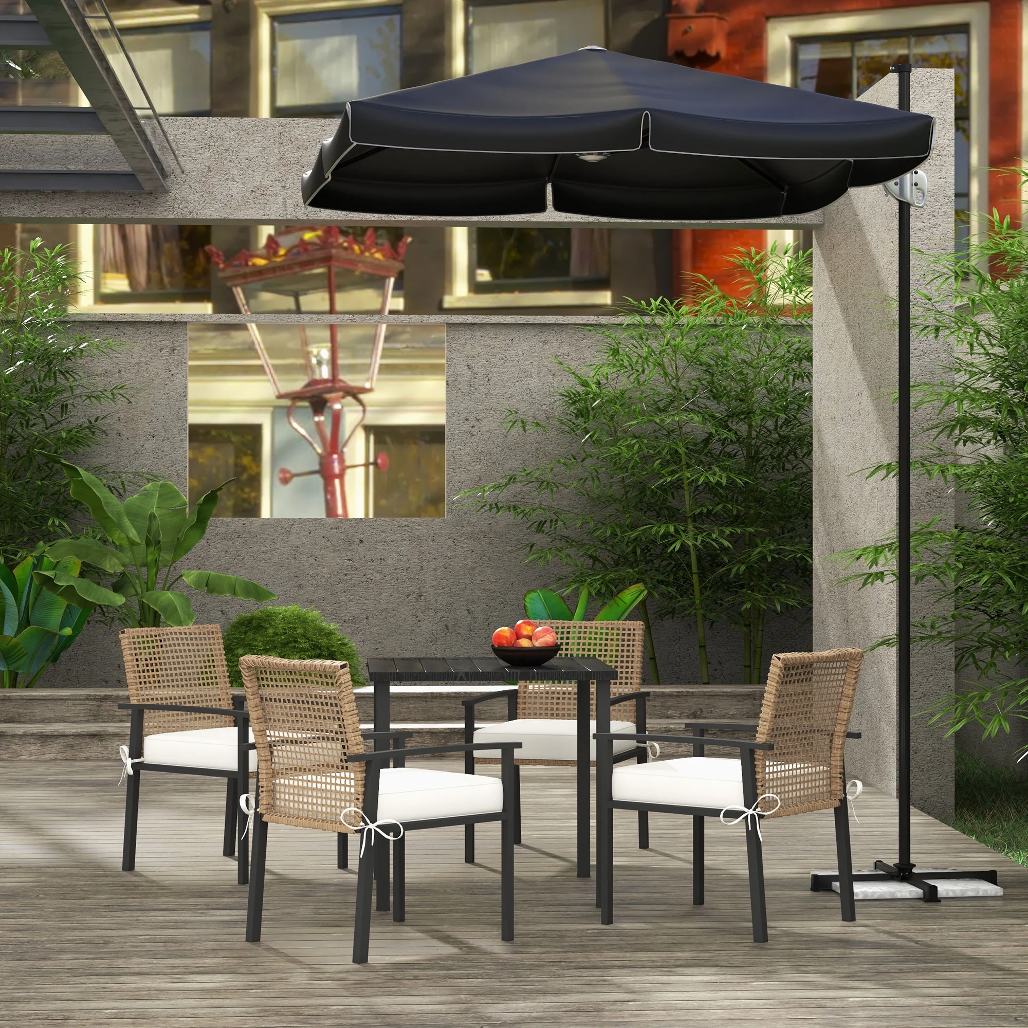 Outsunny Outdoor Patio Dining Set, Chairs & Table, Beige