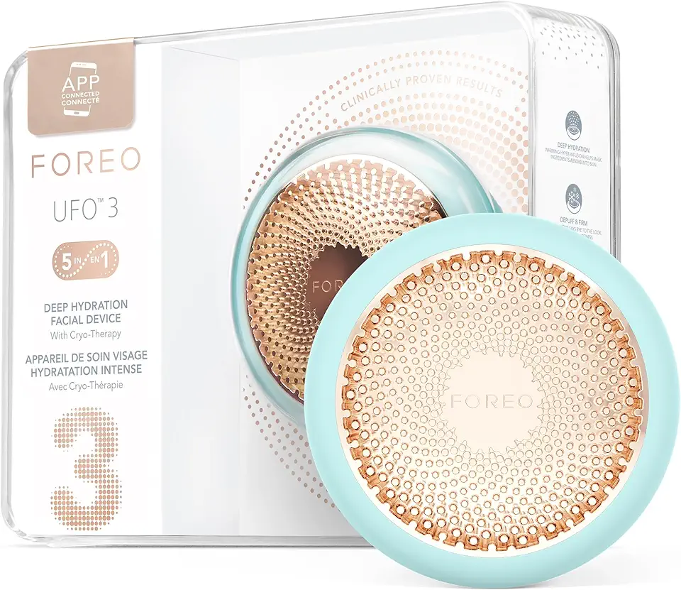 UFO 3 Deep Face Moisturiser - 5-in-1 Facial Spa - Red Light, Warming, Cooling, Face Massage, Anti Aging - Face Mask Skin Care - Arctic Blue