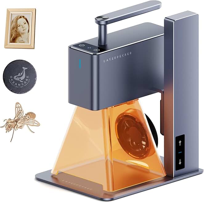 LaserPecker 2 Laser Engraver Basic Set, Portable Handleable Laser Engraver and Cutter 36000mm/min High Speed Portable Engraving Machine for Wood/Leather/Kraft/304 Stainless Steel etc.