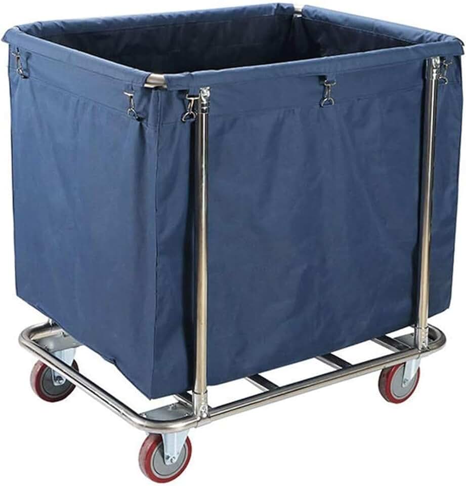 Multipurpose Hotel Cart, Kitchen Beauty Salon Rolling Storage Vehicle, Movable Laundry Trolley, Heavy-Duty Linen Car with Removable Fabric Bag