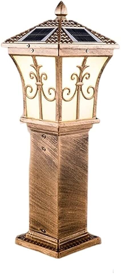 Creative 3W Solar Pedestal Lamp Villa Outdoor Waterproof Column Lamp Street Light Post Light Continental Retro LED Fence Doorway Balcony Pillar Fence Courtyard Outdoor Lights E27 Decoration Tabl