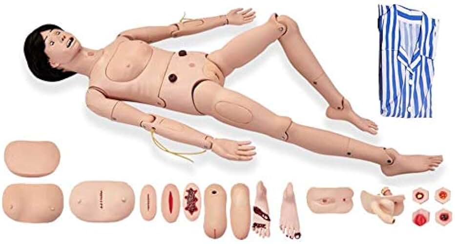 Nursing Skills Training Manikin 5.24ft Life Size Full Body Female Care Patient Human Model Multifunction Demonstration Mannequin Body