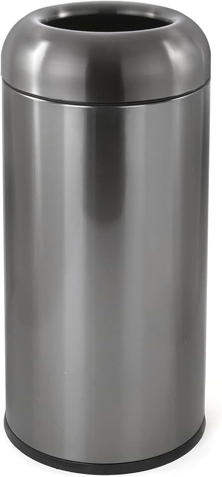 Dyna-Living Stainless Steel Trash Can Outdoor Large Garbage Can with Lid Open Top Trash Bin Commercial Big Kitchen Garbage Bin Industrial Metal Trash Enclosure (Black)