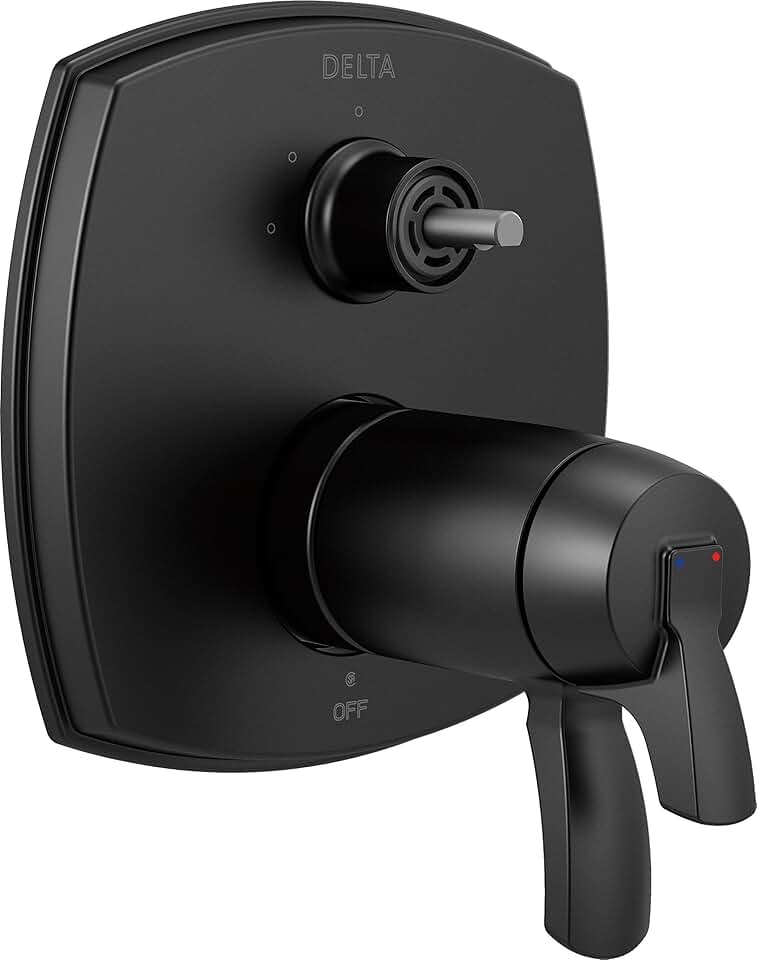 DELTA FAUCET T27T876-BLLHP 17 Thermostatic Integrated Three Function Less Handle Shower Trim with Diverter, Matte Black