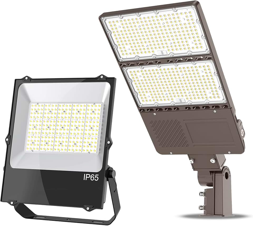 ADUB 1 Pack 5000K 240W Slip Fitter Mount Parking Lot Light and 1 Pack 240W LED Stadium Flood Light Outdoor
