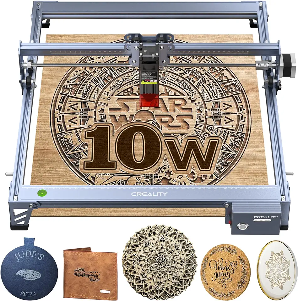 Creality Laser Engraver Machine 10W Output Power, 72W DIY Laser Engraving Machine 0.06mm High Precision Laser Cutter and Engraver for Wood and Metal, Paper, Acrylic, Glass, Leather etc, 17