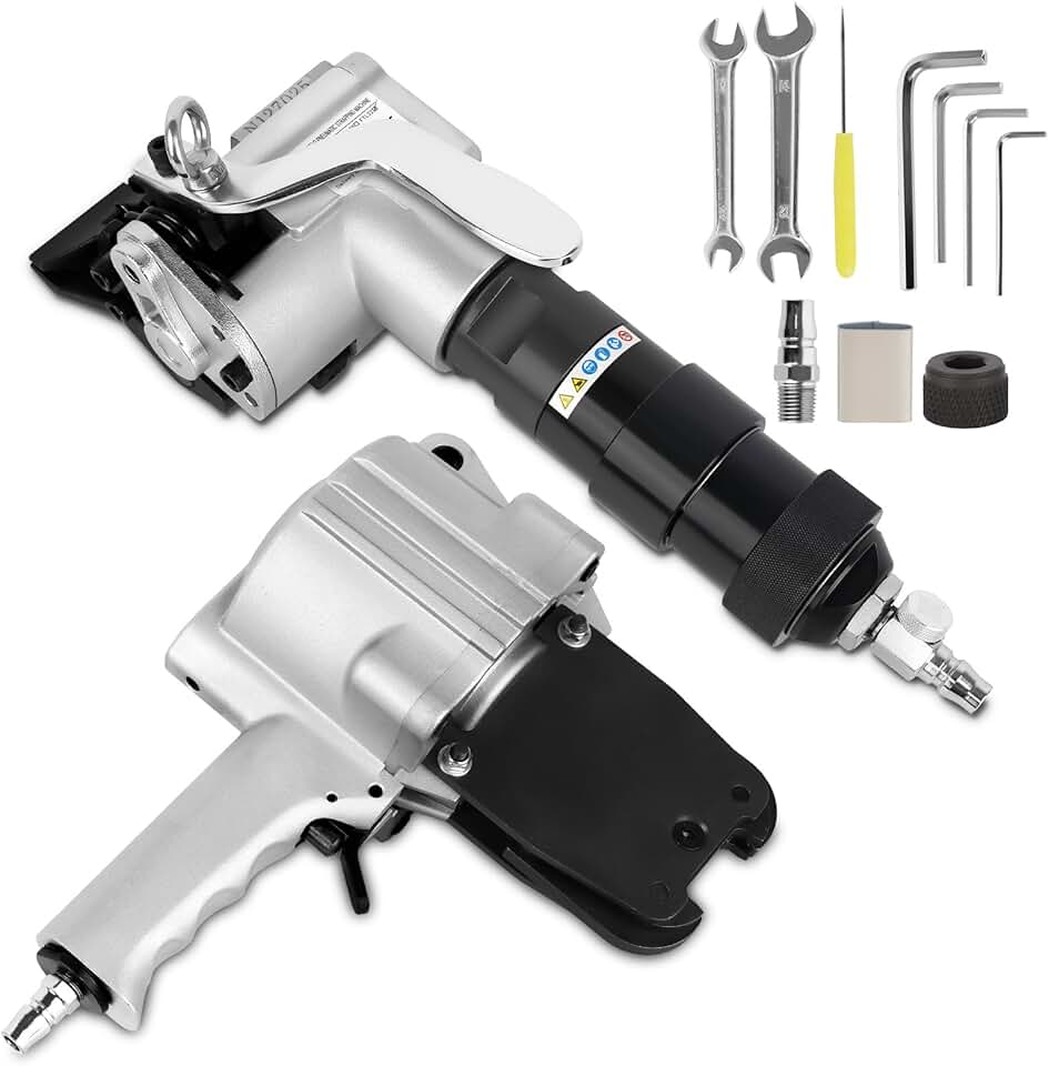 SOKO Pneumatic Steel Strapping Machine - Metal Strapping Tensioner and Cutter Sealer Pneumatic Strapping Tool Set for 1.25inch/32mm Width Metal Belt Portable Pneumatic Packaging Machine