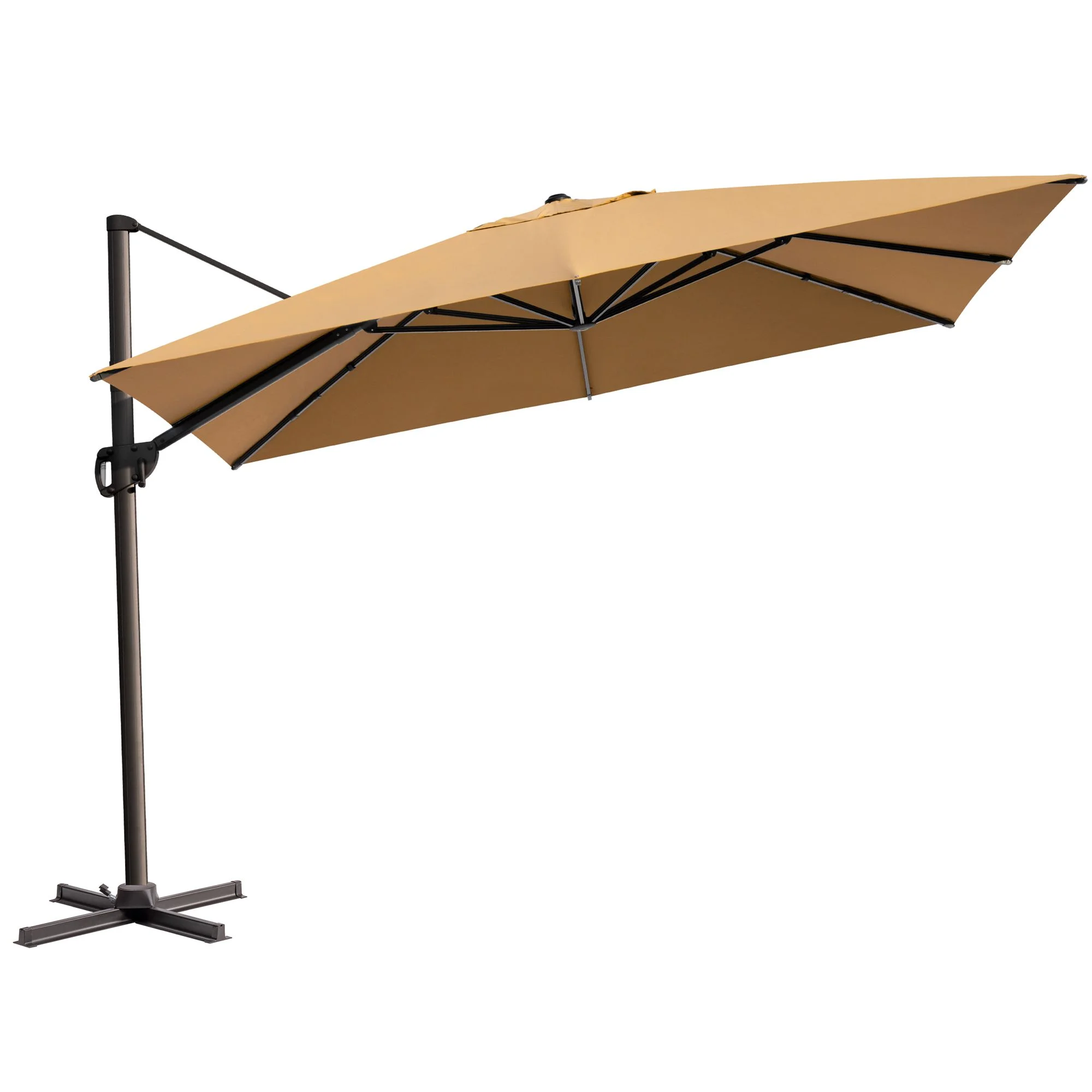 Pellebant 11 ft. x 11 ft. Patio Cantilever Umbrella, Single Square Outdoor Offset Umbrella, Tan