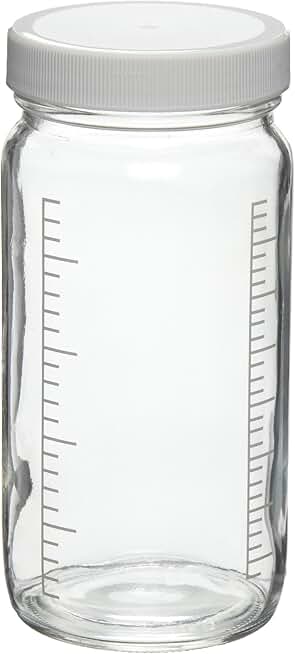 Wheaton W216983 Valumetric Graduated Bottle, Clear Glass, Capacity 2oz With 38-400 White Polypropylene Poly-Vinyl Lined Screw Cap, Diameter 42mm x 83mm (Case Of 288)