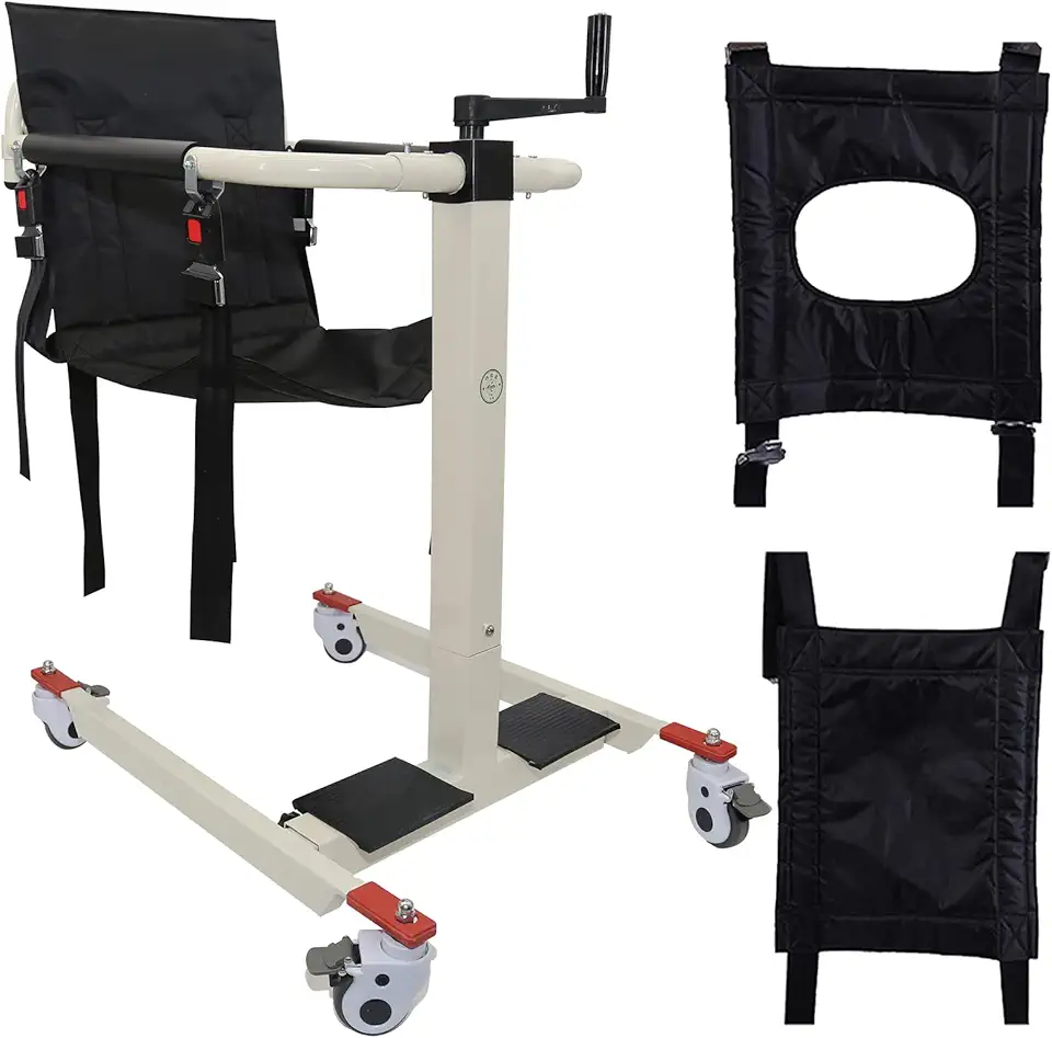 Patient Lift Transfer Chair, Load Capacity 220 lbs, Portable Stair Lifts for Seniors, Transfer Aid for Elderly, Height Adjustable, with 3 Cushions
