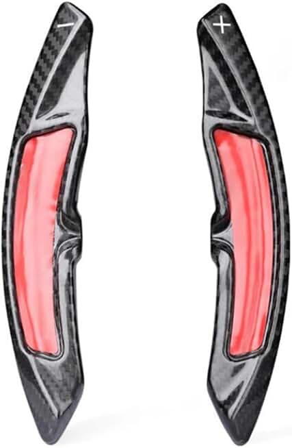 2Pcs Real Carbon Fiber Car Steering Wheel Shift Paddle Compatible with Cayenne 718 911 Pananera 918 Paddle Shifter Extension, Black-b1