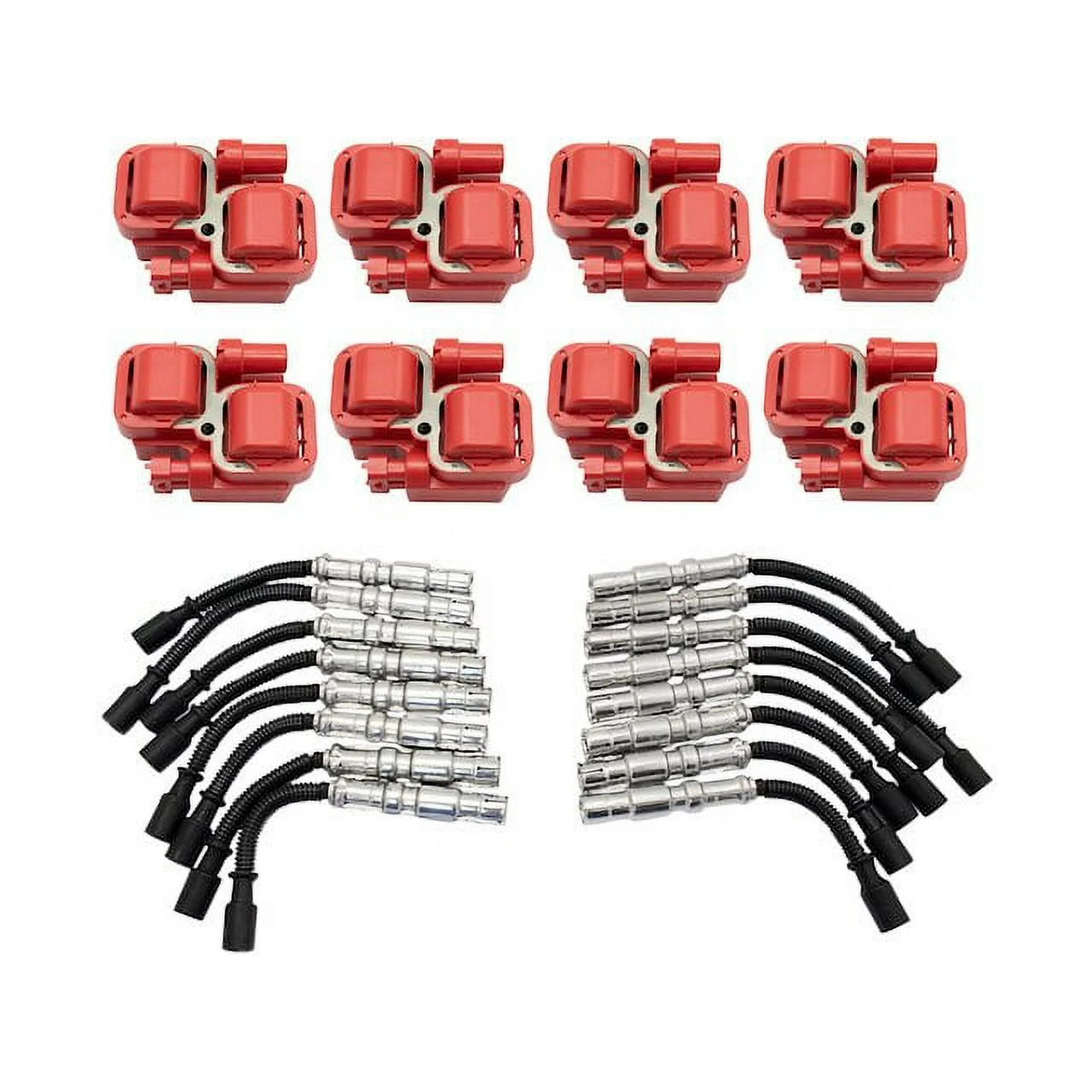 Ignition Coil and Spark Plug Wire Set 9 Piece - Compatible with 2000 - 2006 Mercedes-Benz S430 2001 2002 2003 2004 2005