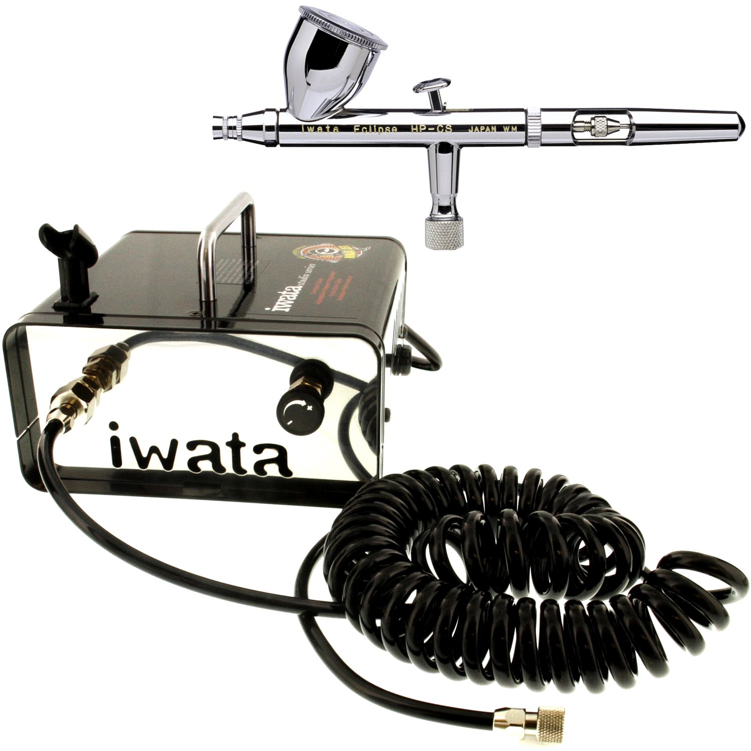 IWATA Eclipse HP-CS AIRBRUSH Ninja Jet AIR COMPRESSOR Hobby Tattoo Cake Nail Art