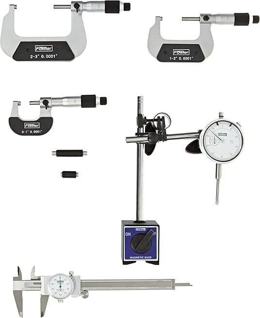 Fowler 52-229-780-0 Combo Tool Set with Magnetic Base, Indicator, Dial Caliper, and Micrometer