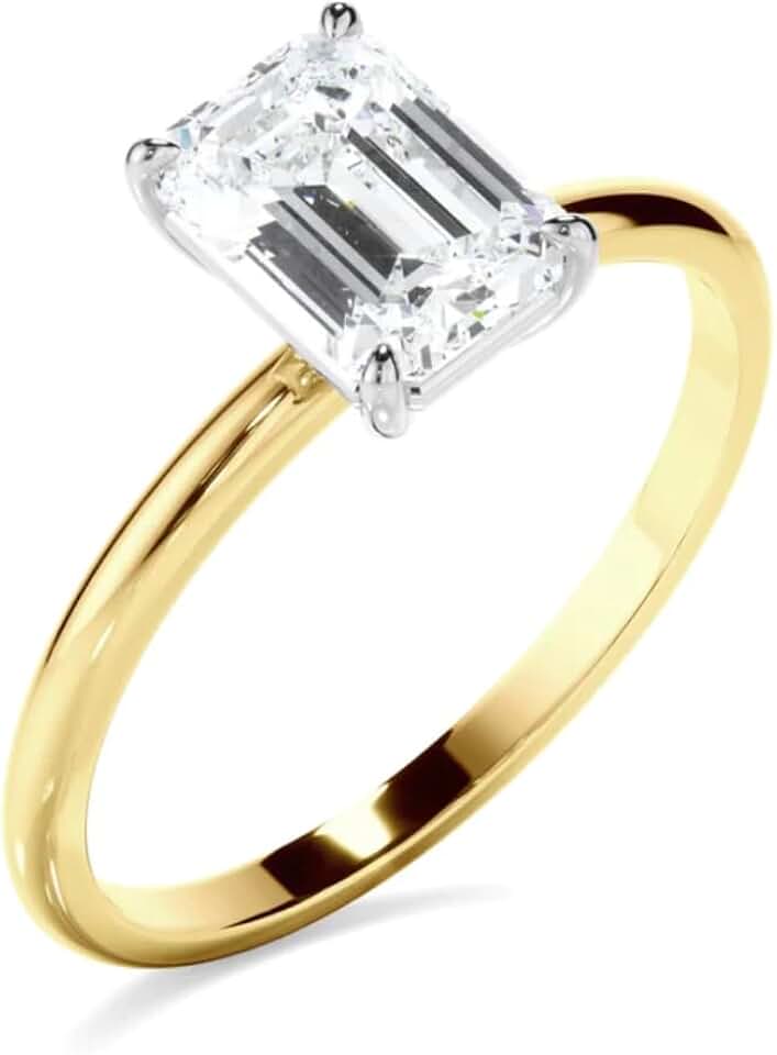 Emerald Cut Solitaire Lab Grown Diamond Engagement Ring for Women Gifts Anniversary Ring, IGI Certified - FQPV3555UK1928
