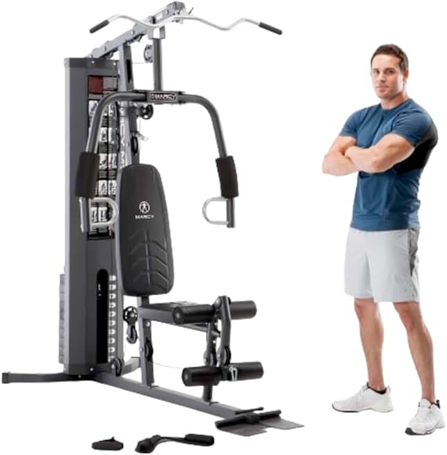 Marcy Multifunctional Workout Station 150lbs to 200lbs Stack Home Gym for Weightlifting and Bodybuilding