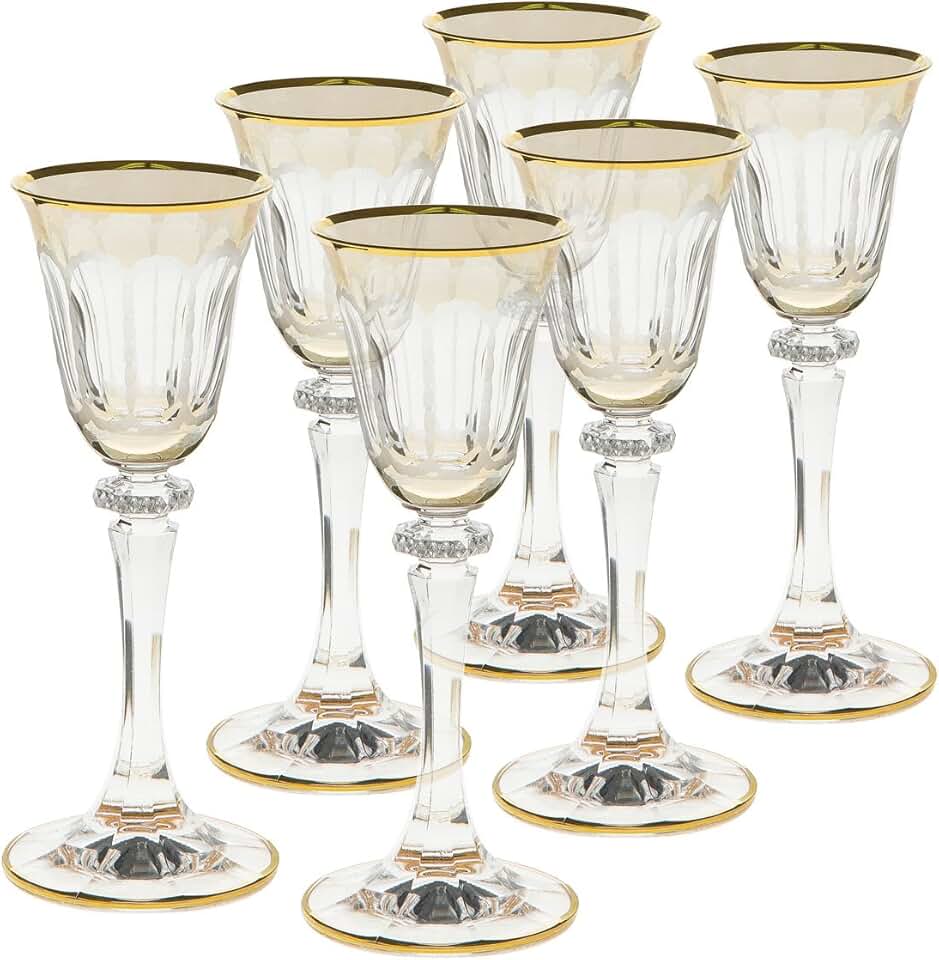 Fine Italian Decorative Glass Amber Collection Shotglass Set - 2 Ounce (Set of 6)