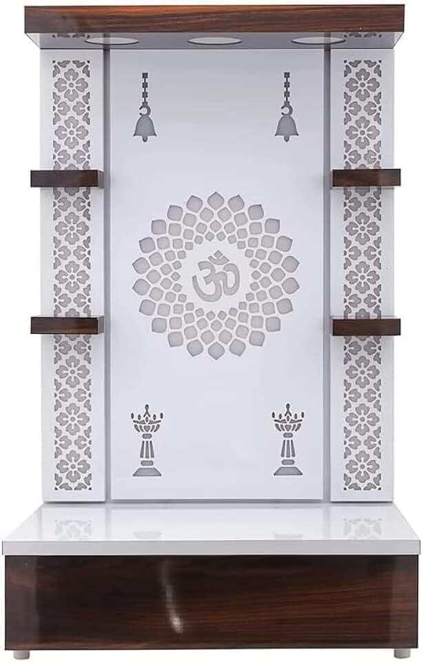 Sharvgun Wooden Temple White LED Light for Home and Office|Home Temple|Puja Mandir|Wall Hanging & Table Top Home Mandir (Large-36 * 24 * 16 in)