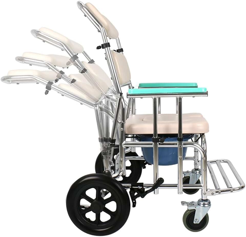 AOI Rolling Shower Chair for Elderly and Disabled,Shower Commode Wheelchair with Adjustable Backrest Angle and Headrest,12