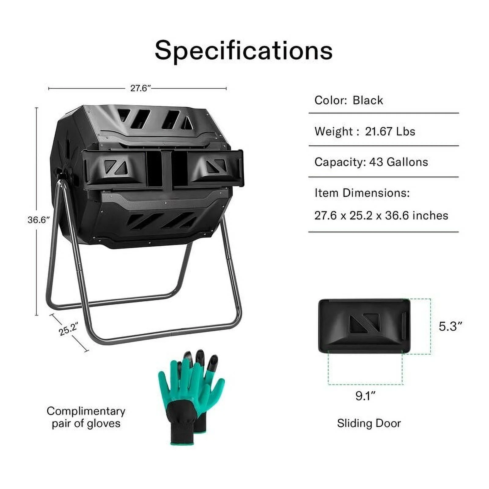 Outdoor Tumbling Composter Double Rotating Batch Compost Bin