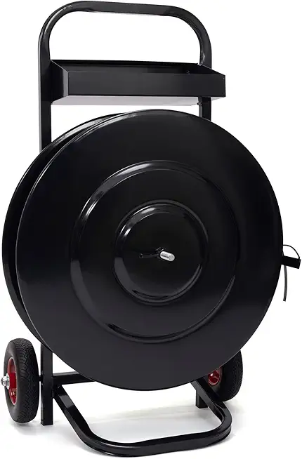 Heavy Duty Strapping Dispenser for Poly and Steel Strapping - Durable Tubular Frame Deluxe Strapping Cart