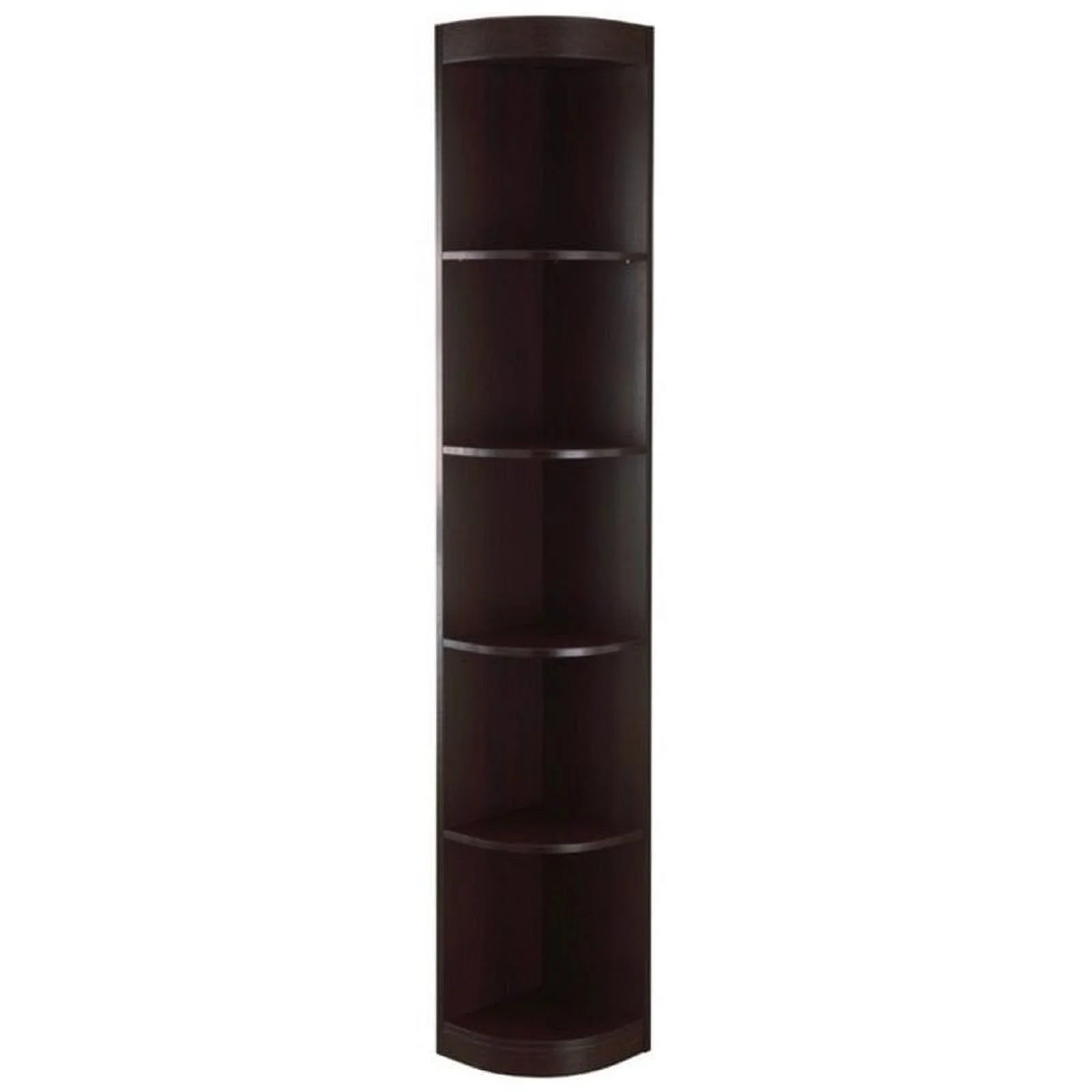 Pemberly Row 5 Shelf Corner Bookcase in Warm Espresso