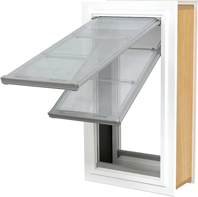 Endura Flap E2 Pet Door for Walls in White | Energy-Efficient Double Flap Design for Wall Installations | All-Weather Protection with Insulating Dual-Layer Flap | White, Medium, Double Flap