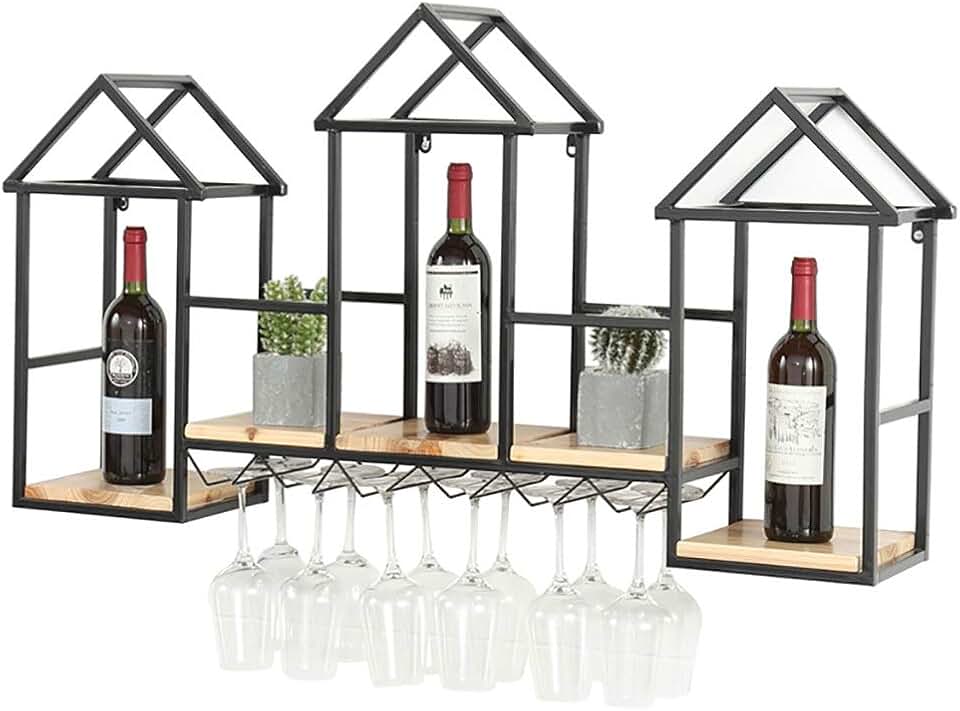 Wine Racks Metal Solid Wood Wine Rack Upside Down Glass Holder Insert Glass Frame Wall-Mounted Wine Rack Wine Rack Shelf Glassware Rack Wine Cooler (Color : A1, Size : L110*W20*H60
