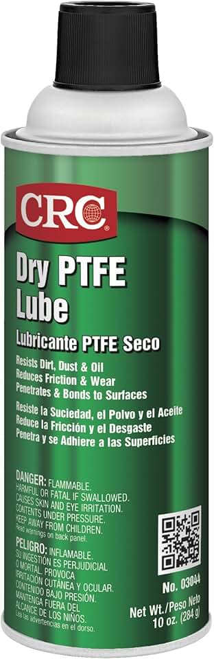 CRC Dry PTFE Lube 03044 – [Pack of 12] 10 WT. Oz. NSF H2 Registered Lubricant w/Advanced Dry Film Technology