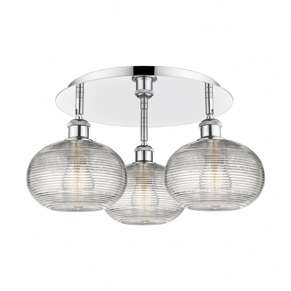 Innovations Lighting - Ithaca - 3 Light Flush Mount In Industrial Style-9.25