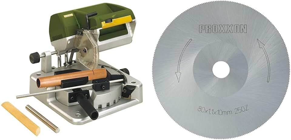 PROXXON Chop and Miter Saw KGS 80, 37160, Green & 28730 HSS Saw Blade for FET & KGS 80