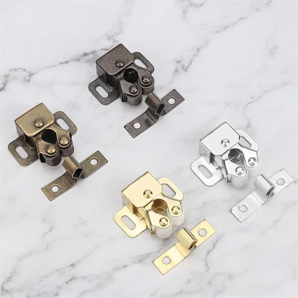 1Pc Prong Doors Latch Hardware Double Ball Roller Catches Cupboard Cabinet Tool Closer Bronze Double Roller Catch Latch Locks (Color : Bronze)