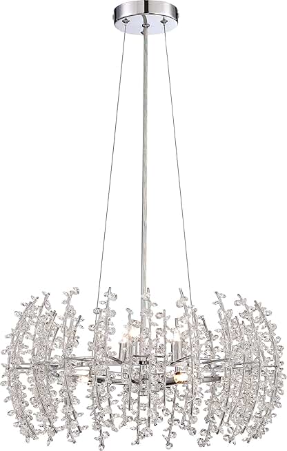 Quoizel VLA2820C Valla Crystal Foyer Pendant Ceiling Lighting, 6-Light, Xenon 240 Watts, Polished Chrome (10