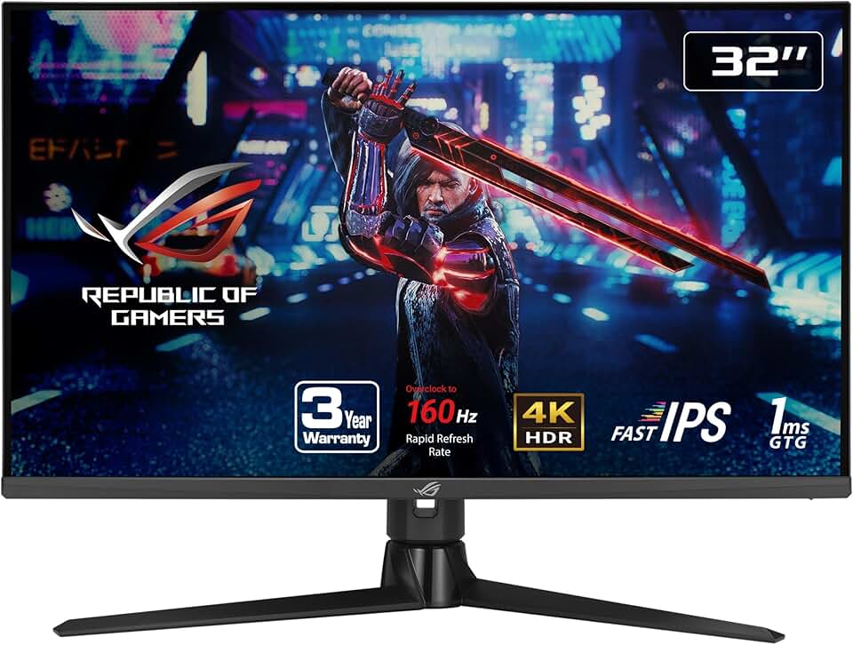 ASUS ROG Strix 32” HDMI 2.1 DSC Gaming Monitor (XG32UQ) - 4K UHD (3840 x 2160), Fast IPS, 160Hz, 1ms, G-SYNC compatible, FreeSync Premium Pro, DisplayPort, USB, DisplayHDR600, Variable Overdrive