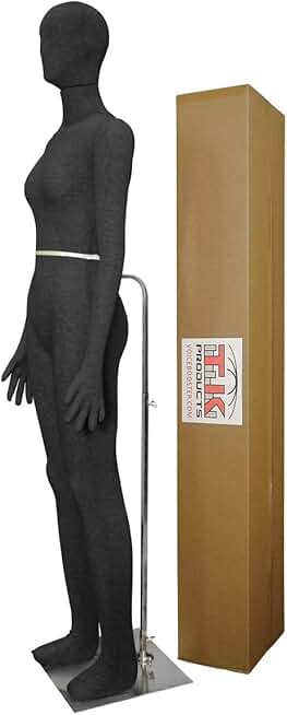 Female Mannequin, Flexible Posable Bendable Full-Size Soft -Black, by TK Products, Great for Costumes