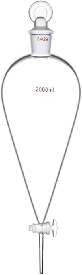 Lab Funnel 2000ml 24/29 Lab Pyriform Separatory Funnel Straight Tube 2 Litre Pear Shape Glass Stopcock