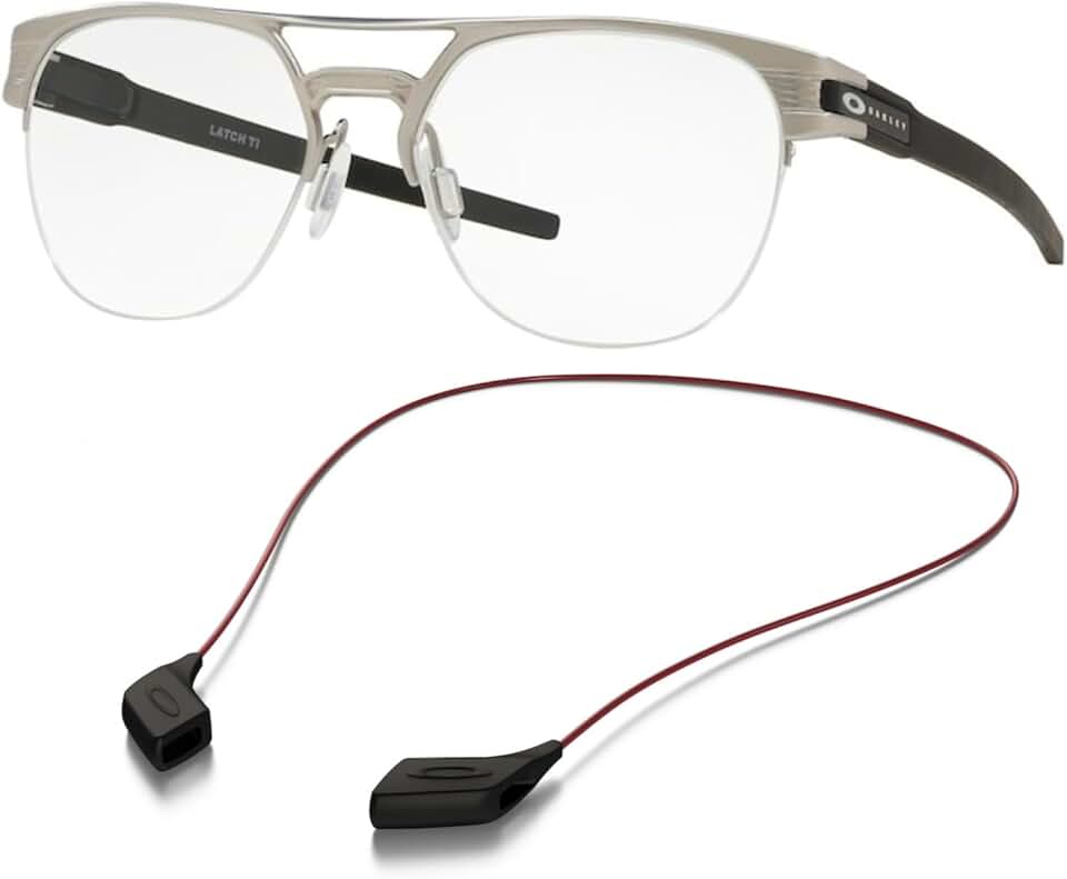 Oakley OX5134 Eyeglasses Bundle: OX 5134 LATCH TI 513403 Satin Chrome and Large Red leash Accessory kit