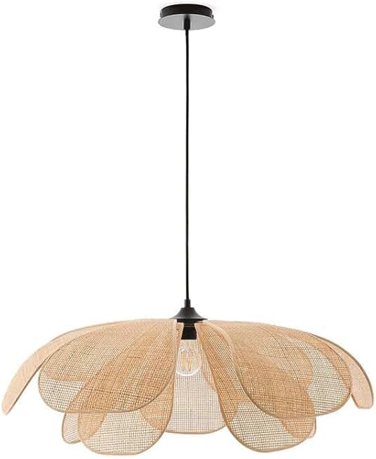 BKLFGP Rattan Fabric Pendant Light, Japanese Living Room Pendant Lights, 47.2in Adjustable Hanging Light Fixture for Farmhouse, Dining Living Room, Homestay, Bar, Hallway