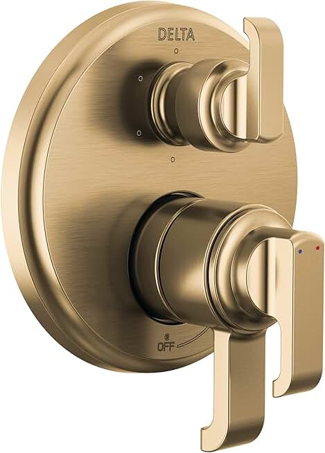 Delta Faucet Tetra 17 Series Gold 6-Setting Integrated Diverter Valve Trim Kit, Gold Diverter Valve Trim Kit, Shower Trim Kit, Lumicoat Champagne Bronze T27989-CZ-PR (Valve Not Included)