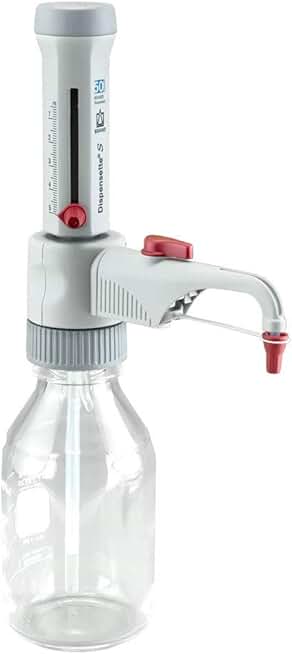 BrandTech 4600131 Dispensette S Analog-Adjustable Bottletop Dispenser with Recirculation Valve, 0.5 mL-5 mL Capacity