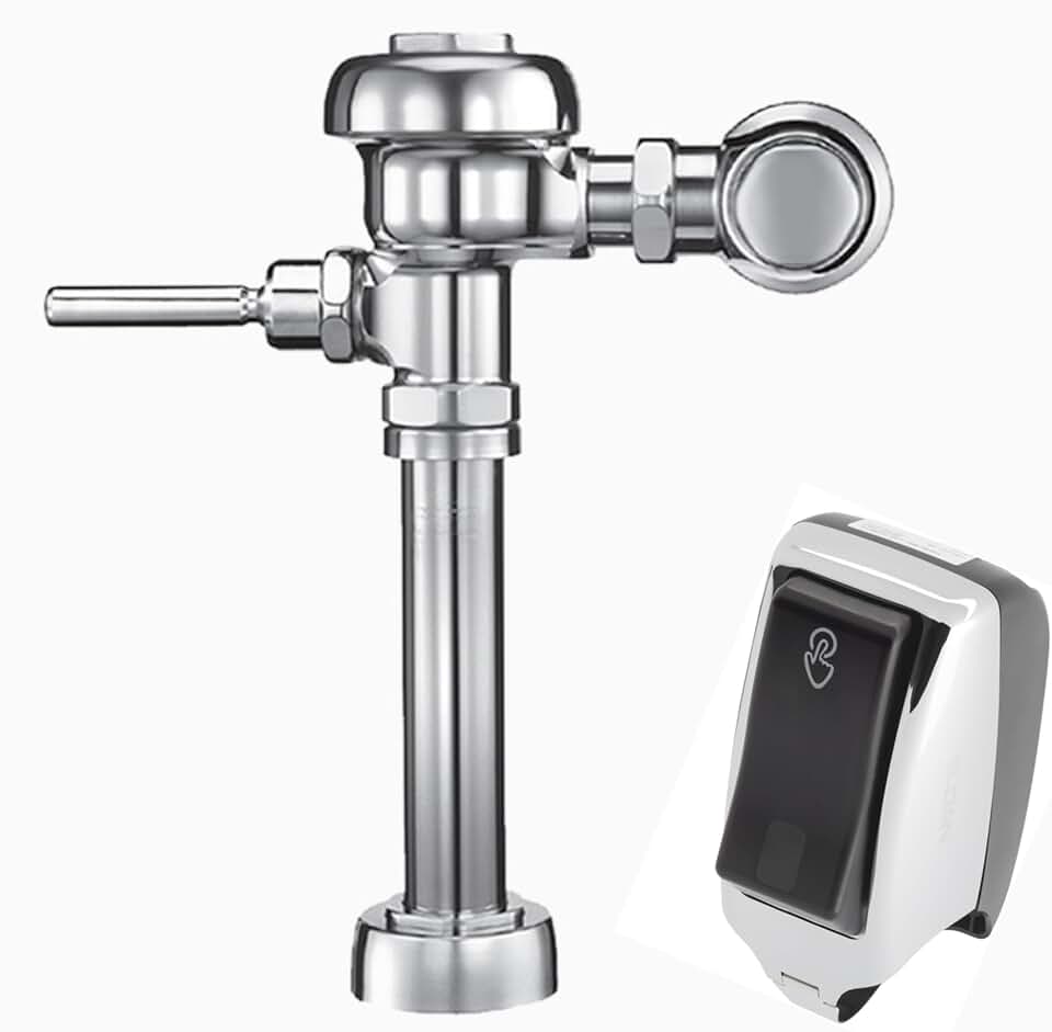 Sloan 111 Water Closet Flushometer, 3780046 & Sloan EBV-200-A Retrofit, 3325201 Bundle - Fixture Connection Top Spud, 1.28 GPF Flush Valve, Exposed Side Mount Sensor, 72 Hour Sentinel Flush
