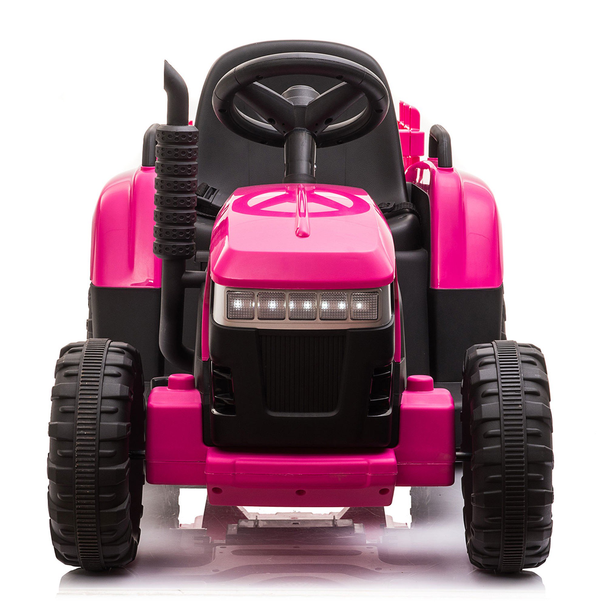 BISHE 12V Kids Ride On Tractor, Battery Powered Electric Car w/ Music, USB, Music, LED Lights, Vehicle Toy for 3 to 6 Ages,Pink