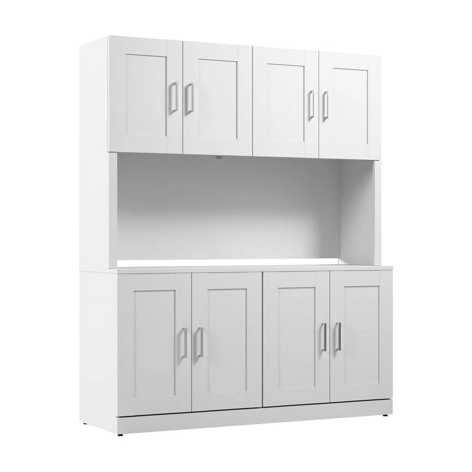 Pemberly Row Contemporary 60W Buffet Cabinet with Hutch in White