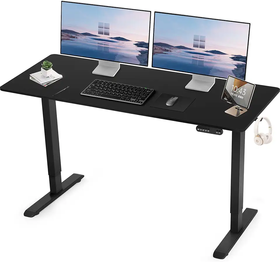 72 x 30 Inches Electric Standing Desk, Adjustable Height Stand Up Desk, Home Standing Workstation Computer Office Desk with 4 Memory Preset Controller, Black