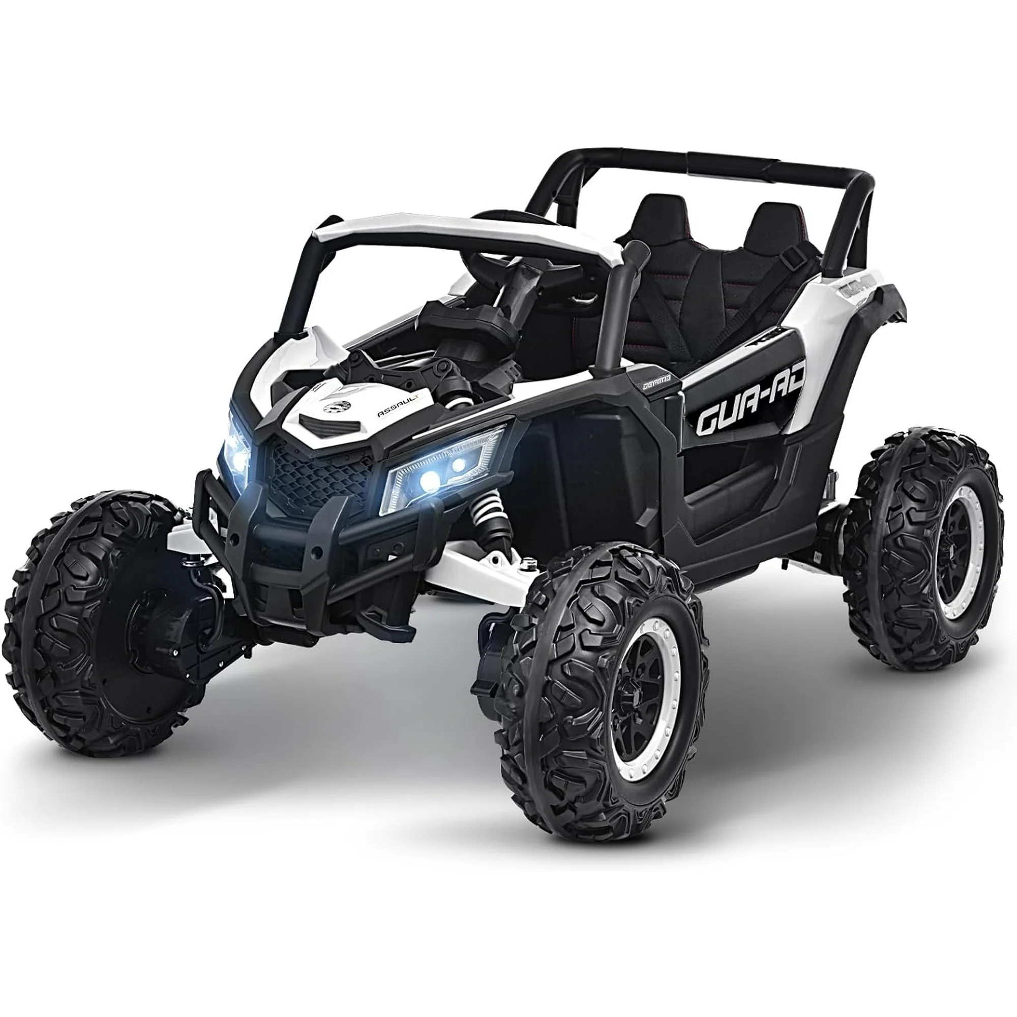 Blitzshark 24V Kids Ride on UTV 4WD Electric Off-Road Vehicle, with 4X200W Powerful Motors, 7AH Big Battery, 5 MPH MAX Speed, Remote Control, EVA Tires, Leather Seat, Metal Suspension, White