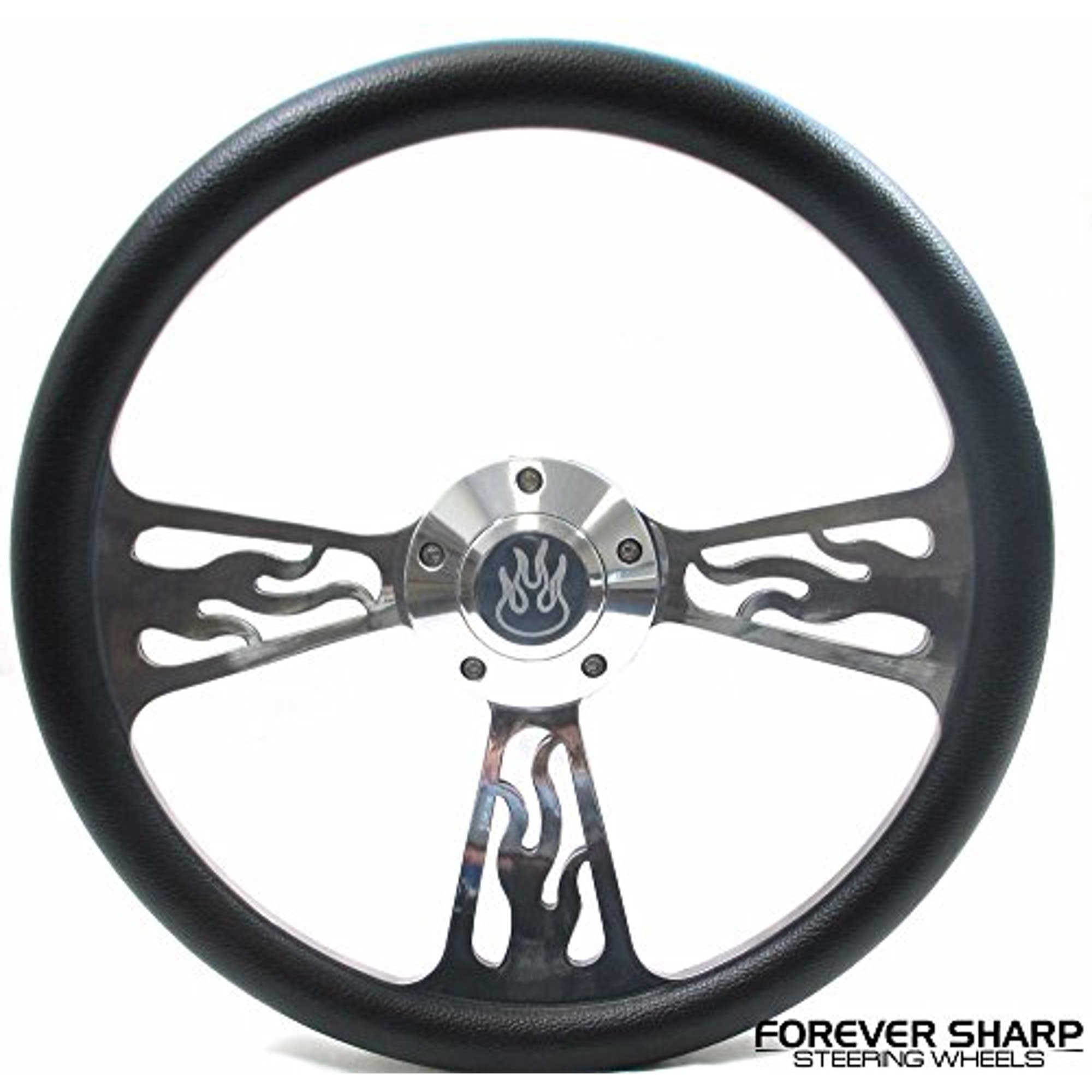 Billet Flame Steering Wheel Black Wrap 69-94 Chevy/gm Ss Boss Adapter Kit